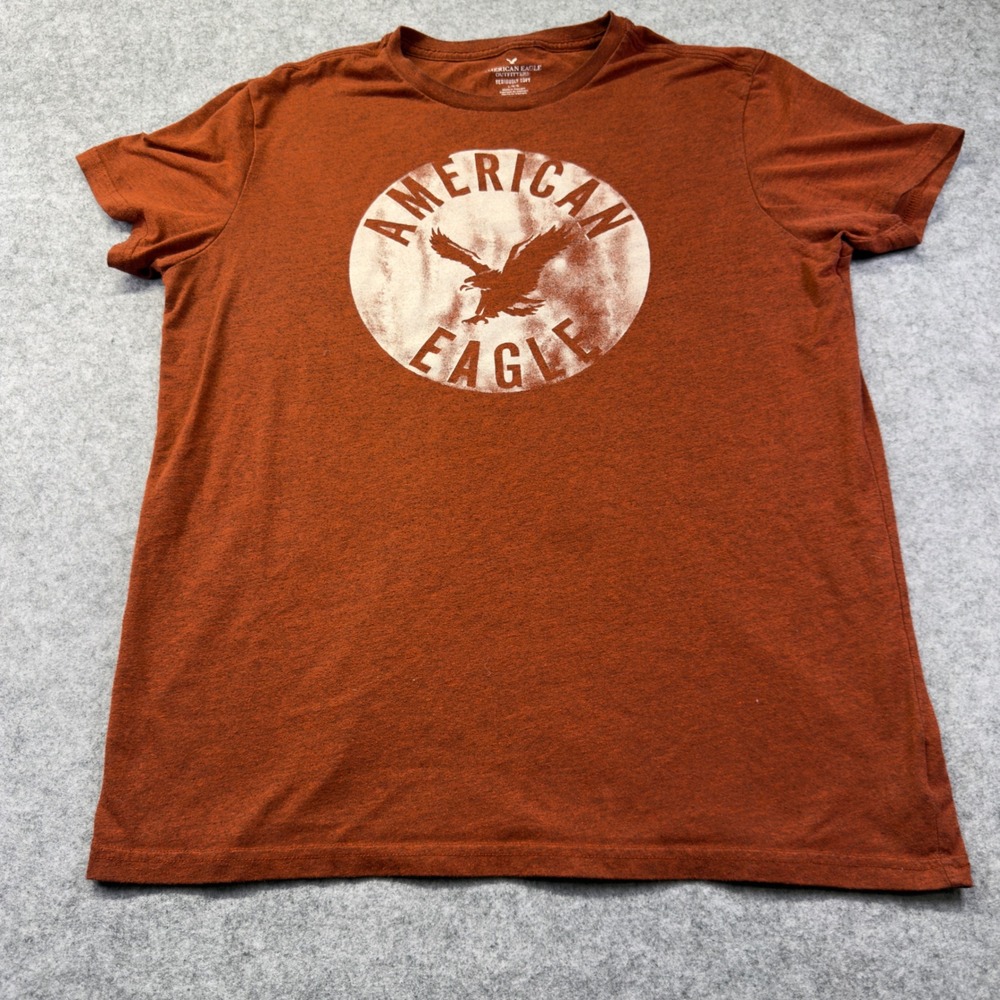 American Eagle T-Shirt Women Large Orange Excellent Graphic Eagle Logo Tee